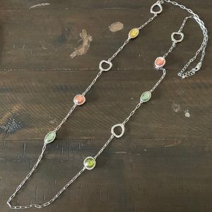 Lia Sophia 44” silver gem necklace